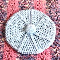 Vintage handmade knit beret / Baby blue【01379】