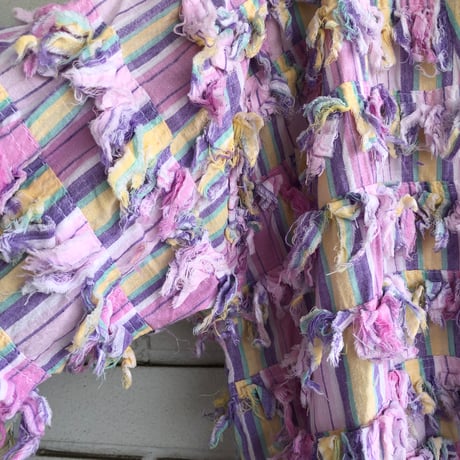 90s Pastel color stripe fringe jacket【01322】