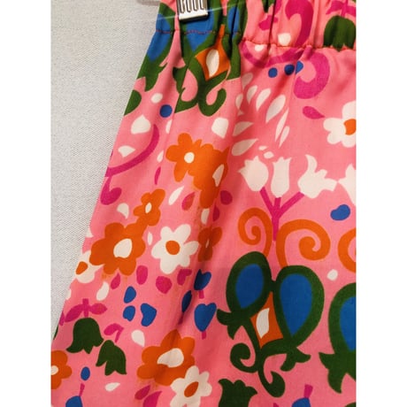60-70s Pink floral maxi skirt【00940】