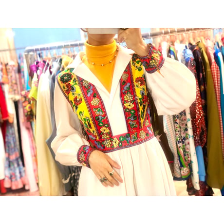 70s Bohemian maxi dress【01034】