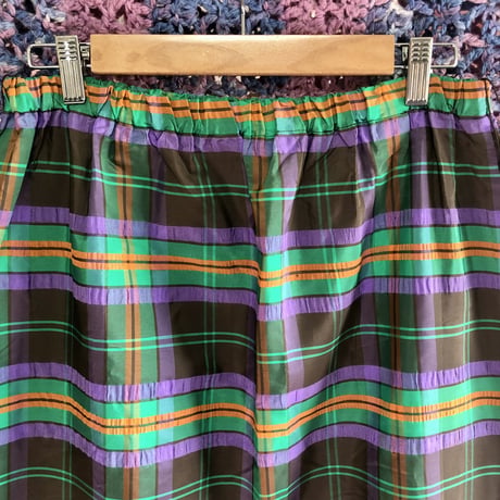80s Plaid maxi skirt【01416】