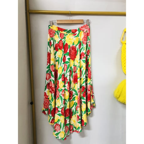 Vintage tulip pattern long skirt【00844】