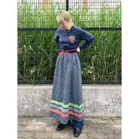 70s Floral maxi skirt【01302】