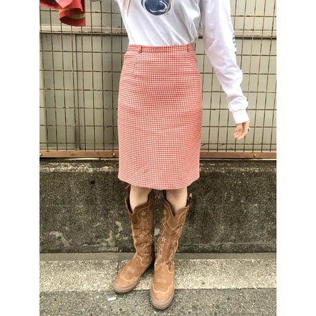 Vintage gingham pencil skirt【01420】
