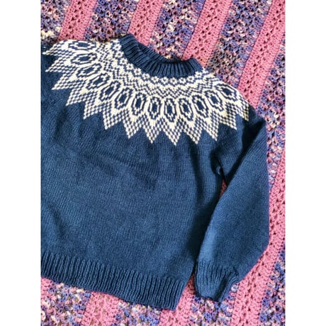 Nordic navy wool sweater【01350】