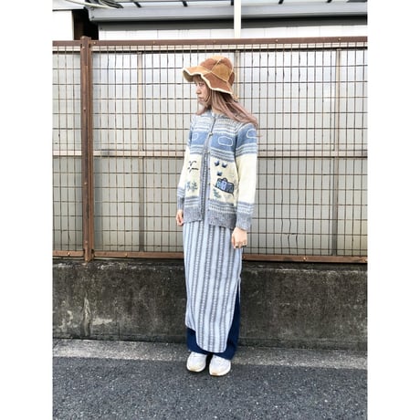 Ice blue nordic knit cardigan【01354】