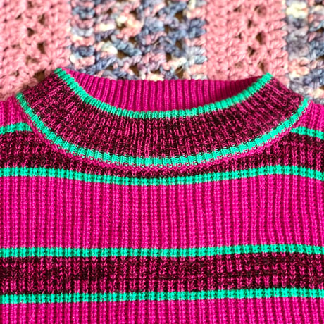 Purple border knit sweater【01372】