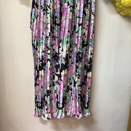 80s Floral ruffle dress 【01216】