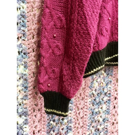 Purple fake perl design cardigan【01355】