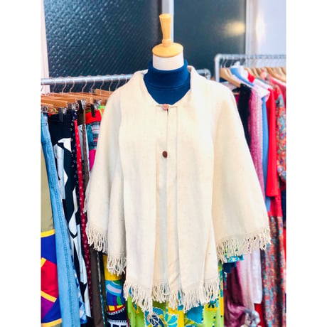 Vintage Made in Mexico wool poncho【01072】