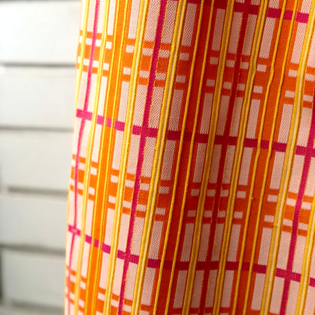 60-70s Orange plaid poly pants【01329】
