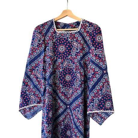 70s Handmade bell sleeve dress【01252】