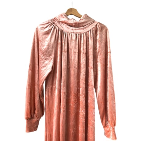 Pink volour maxi dress【01356】