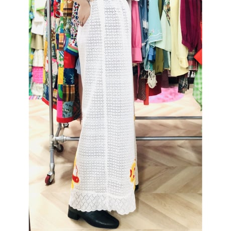 70s Floral patches maxi dress【00778】