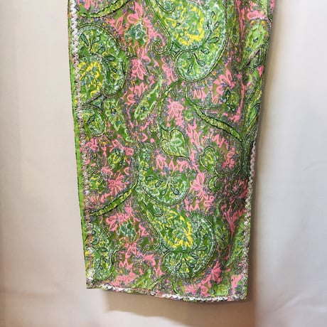 60s Green lace china dress【01214】