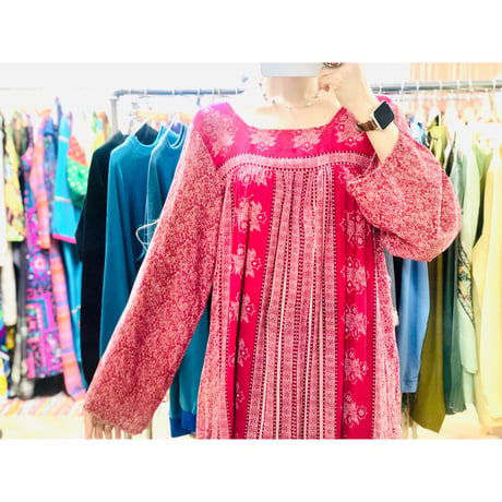 70s Indian cotton maxi dress【00874】