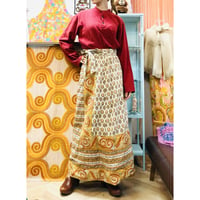 Vintage quilted orange maxi skirt【01210】