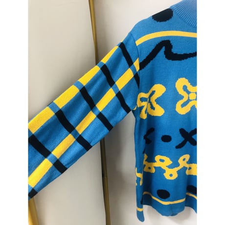 Vintage blue turtleneck sweater【00796】