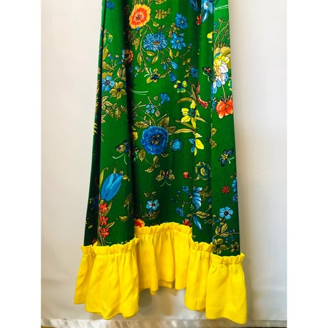 70s Bugs and Flower maxi dress【01036】