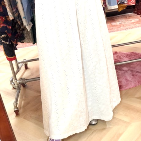 70s Hearts Embroidered Maxi Dress【01149】