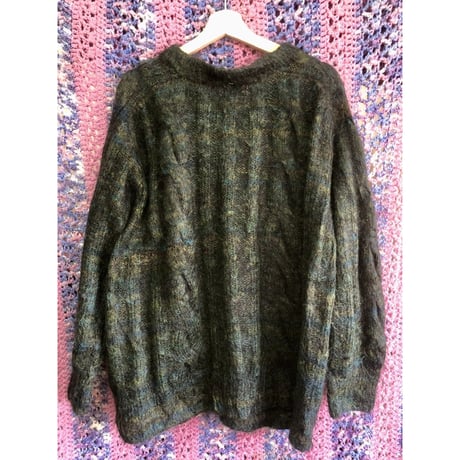 Dark green mohair cardigan【01342】