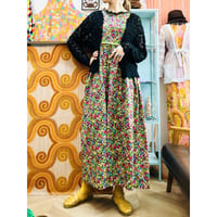 60s Sleeveless bright floral sundress【01142】