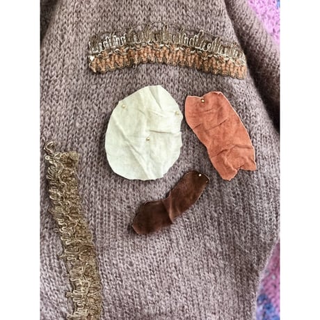 Brown design mohair knit sweater【01339】