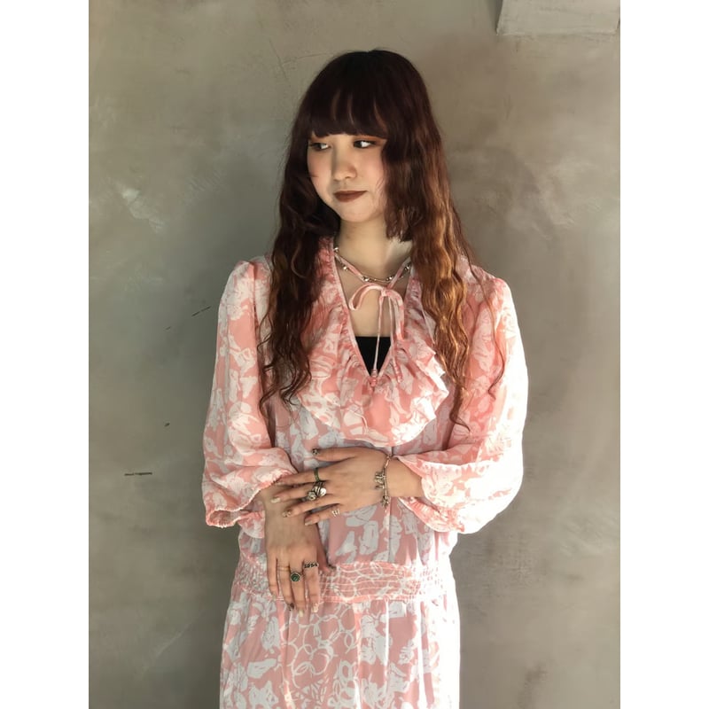 Susan Freis Pink ruffle dress【01280】 | Vintage