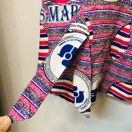 Pink×Purple african batik top【01175】