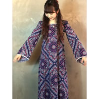 70s Handmade bell sleeve dress【01252】