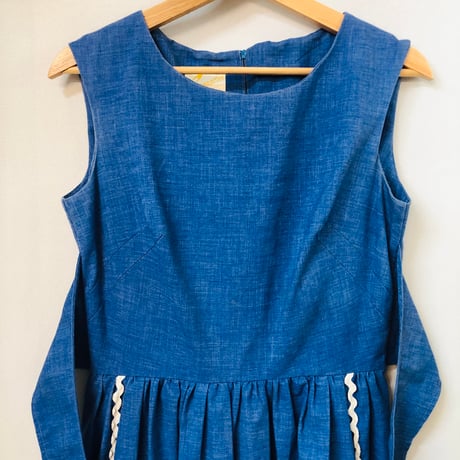 70s Sleeveless fish maxi dress【01099】