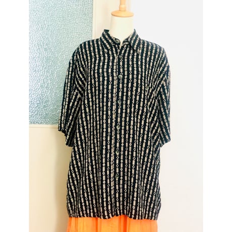 Rayon black big shirt【00706】
