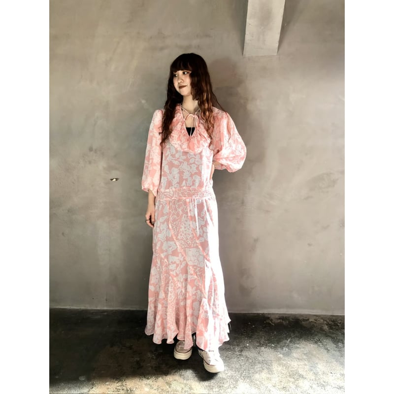 Susan Freis Pink ruffle dress【01280】 | Vintage