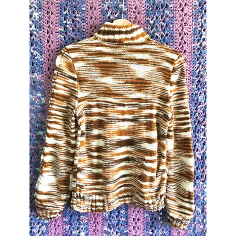 Orange marble rib turtle knit sweater【01333】
