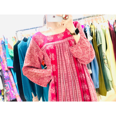70s Indian cotton maxi dress【00874】