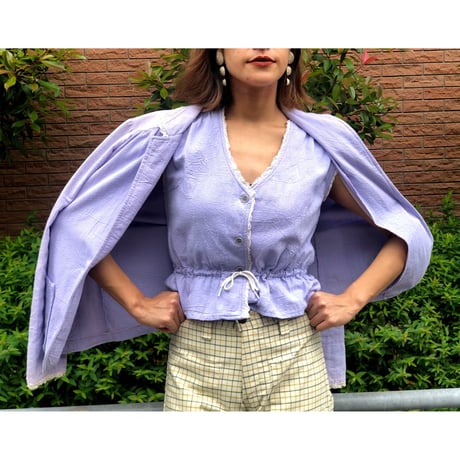 70s Lavender spring top & jacket SETUP【00256】