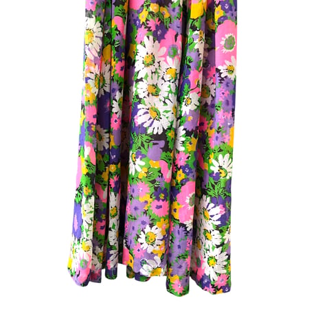 70s Purple floral sleeveless maxi dress【01313】
