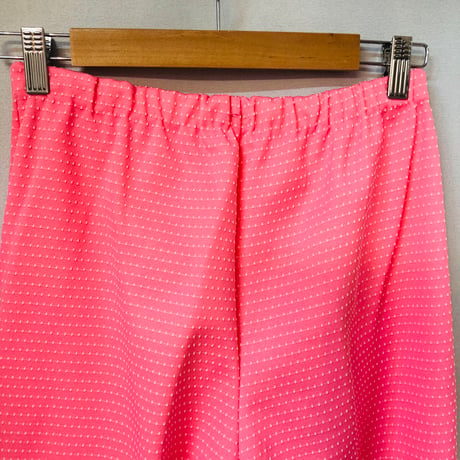 70s Pink dot polyester pants【01119】