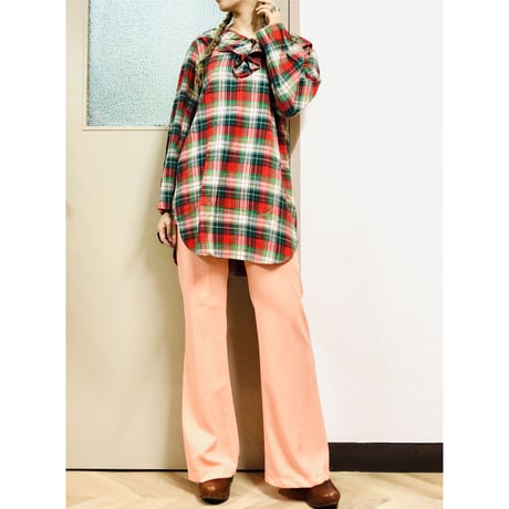 Vintage plaid cotton tunic【00642】
