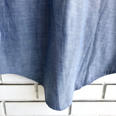 70s Butterfly paint chambray shirt【01292】