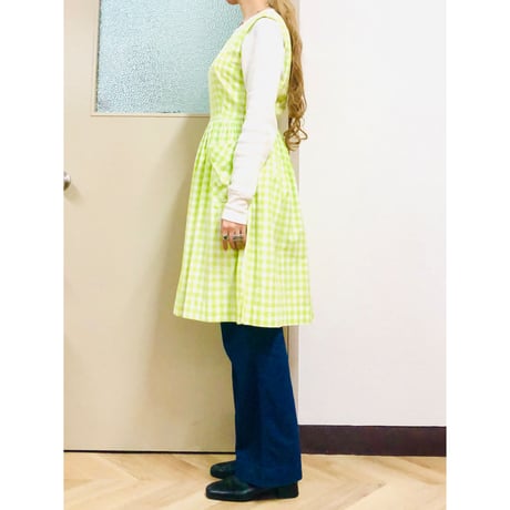 50s righetgreen gingham dress【00825】