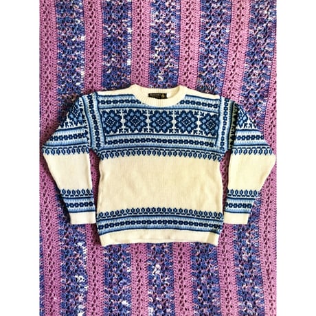 Nordic blue wool sweater【01351】
