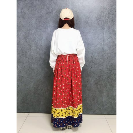 70s Floral maxi skirt【01454】