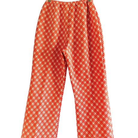 70s Red plaid pants【01393】