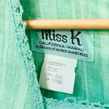 70s Green piece dyed dress【01105】