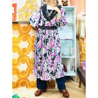 80s Floral ruffle dress 【01216】
