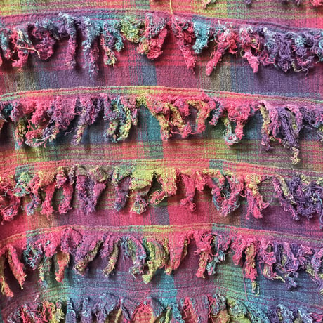 80-90s Pink plaid fringe jacket【01258】