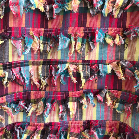 90s Red plaid fringe jacket【01326】