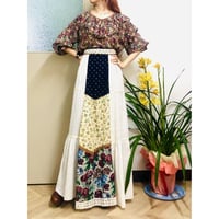 70s Patchwork maxi skirt【00198】