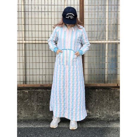 70s Sears Quilted hooded dress【01412】
